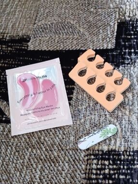 $4 Add-on New Pink Moisturizing Eye Masks, Emery Board & Toe Separators